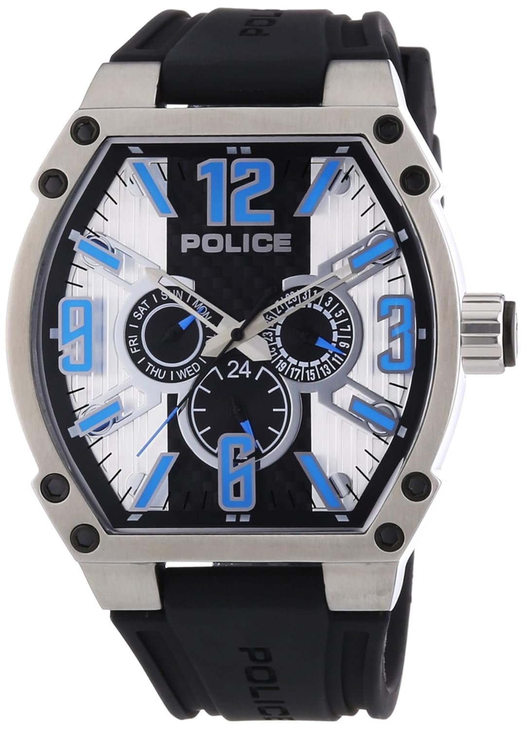 POLICE Men's Quartz Watch with Black Dial Analogue Display and Rubber