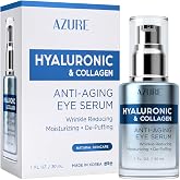 AZURE Hyaluronic &amp; Collagen Anti Aging Eye Serum - Moisturizing, Replenishing &amp; De-Puffing | Reduces Wrinkles, Fine Lines &amp; Under Eye Bags | Locks In Moisture Hydrating Skin | Made in Korea - 30mL
