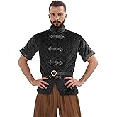 Cdecgo Men Medieval Paded Gambeson Jakcet with Belt Armor Costumes for Renaissance Cosplay LARP SCA