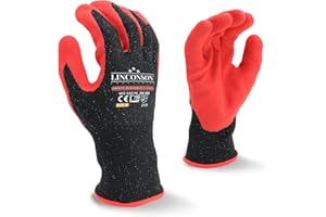 LINCONSON Level 5 Cut Resistant Sandy Nitrile Foam Coated Construction & Heavy Duty Work Gloves
