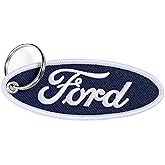 Detroit Shirt Company Ford Blue Oval Logo embroidered Keychain 4" x 1.5" | logos front and back