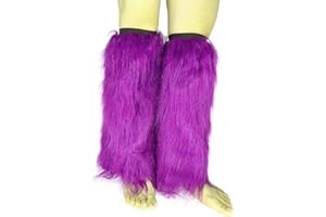 FHQHTH Fuzzy Faux Fur Leg Warmers Fur Heels Long Boots Cuff Cover has Elasticity One Pair Dionysia Boot cover Carnival 18"