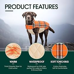 Kuoser Waterproof Dog Coat, Reversible Dog Jacket