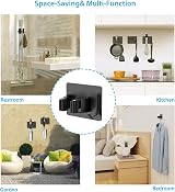 homeasy Mop Broom Holder 4 Pcs Stainless Steel Self Adhesive Wall Mount Black view 6