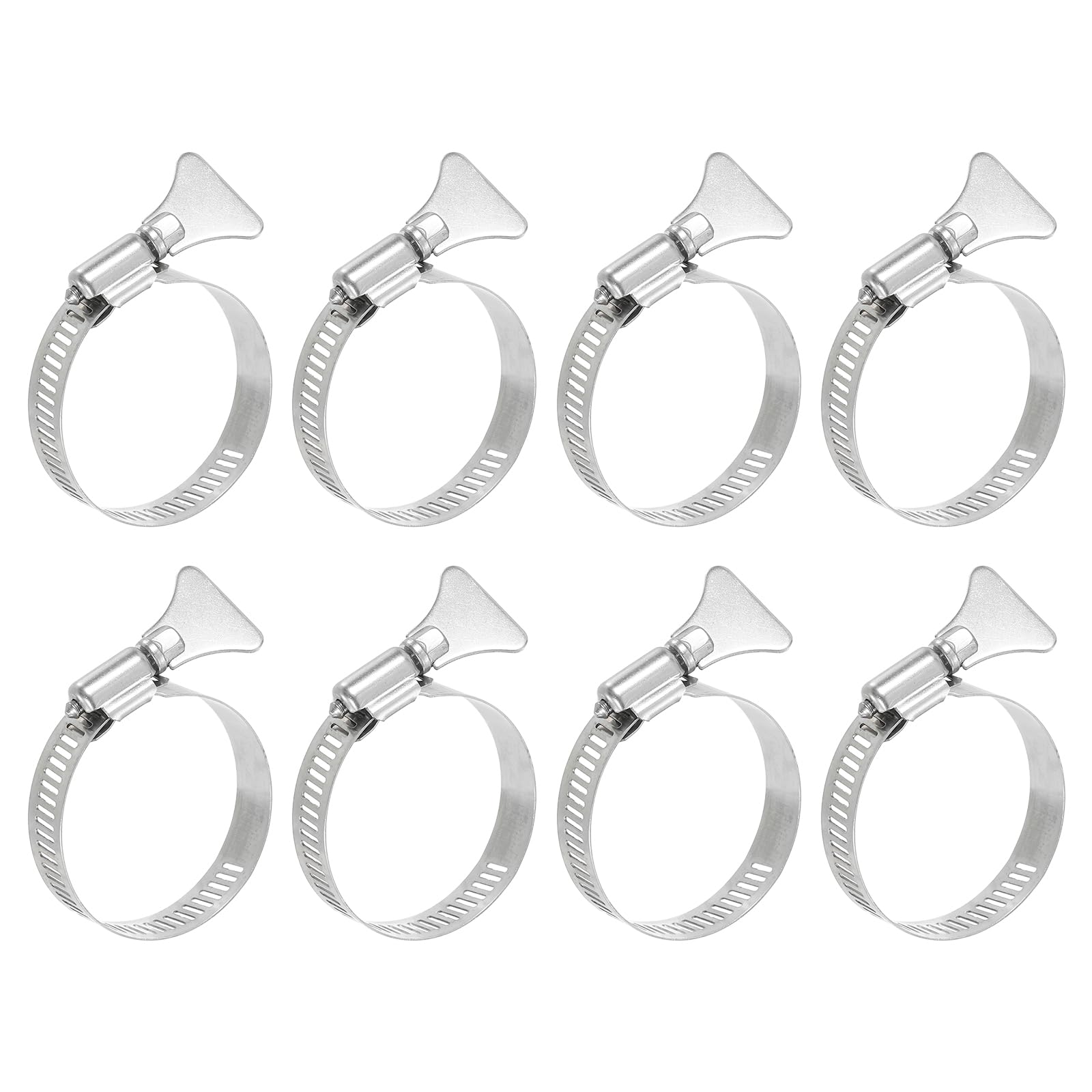 Photo 1 of uxcell 8Pcs Stainless Steel Hose Clamps Worm Gear Hose Clamp, 27-51mm (1"to 2") Adjustable Thumb Screw Key Type Clamps Fuel Line Clamps 12mm Bandwidth for Plumbing, Automotive
