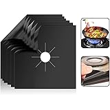 BrilliantDayGas Hob Protector Teflon Sheet Gas Stove Burner Protector Liner Cover Clean Mat Pad, Reusable, Non-Stick, Dishwasher Safe, Easy to Clean, Pack of 6, 27x27cm