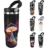 Unyopsa Mushroom Tumbler with Handle 30oz Vacuum Insulated Mushroom Cup with Lid and Straw Mushroom Gifts for Women Men