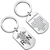 BNQL Nurse's Prayer Keychain RN Symbol Keyring Gift for Nurse (Silver keychain)