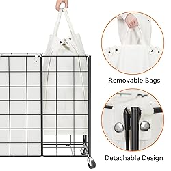 WOWLIVE Double Laundry Hamper with Wheels,Metal