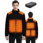 Novadynics Men's Heated Jackets with Battery, Soft Fleece Winter Jacket | 8 Heat Zones, 16000mAh Battery Powered Jacket, Hand Warmer Pocket, Fast Recharge, Machine Washable, Hidden Button