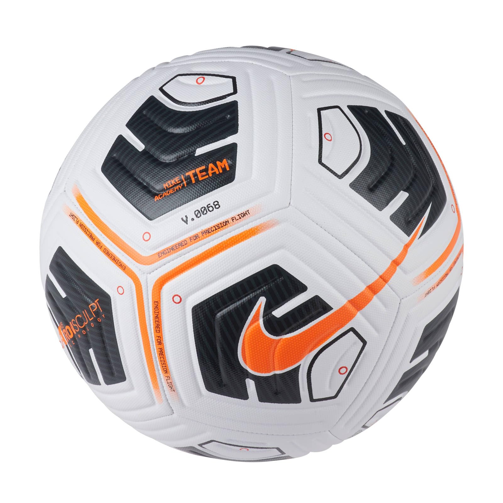 Nike CU8047-101 Academy Recreational soccer ball Unisex Adult WHITE/BLACK/TOTAL ORANGE Size 5