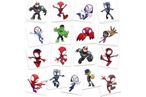 EAZYCO Spidey Birthday Party Supplies, 34Pcs Temporary Tattoos Party Favors Gifts, Removable Fake Tattoo Stickers for Goody Bag Treat Bag Stuff for Spidey and His Amazing Friends Birthday Decorations