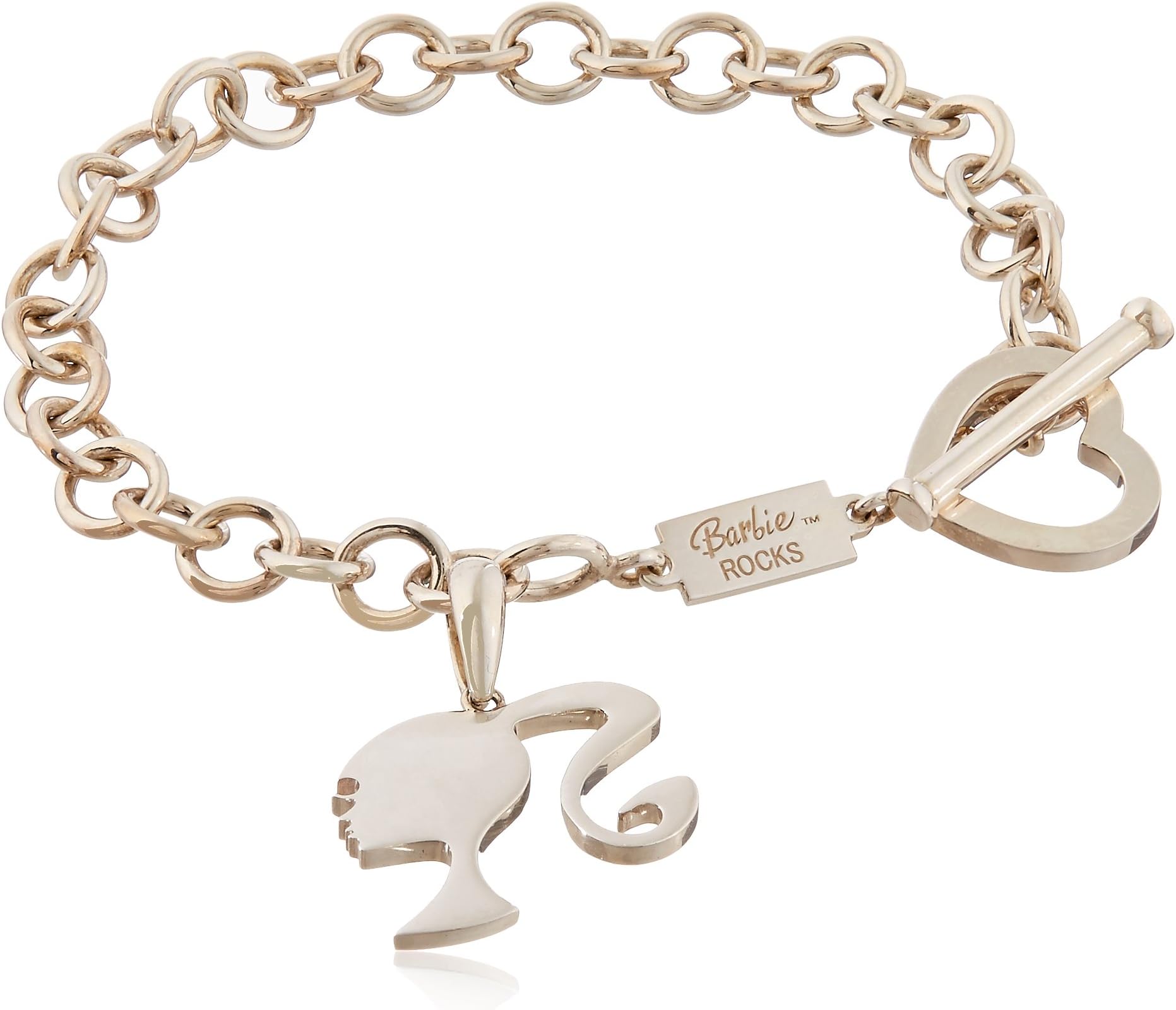 Barbie Rocks Child/Teen Love Toggle Bracelet Sterling Silver with Silhouette Charm