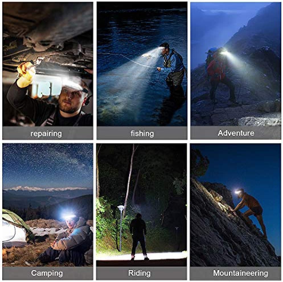 Anazalea 40 Led Headlamps for Adults, Wide Angle Led Headlamp, Broadbeam Led Headband Headlamp, Headlamps Led with Elastic Headband and Smart Touch Adjustable Brightness - - 