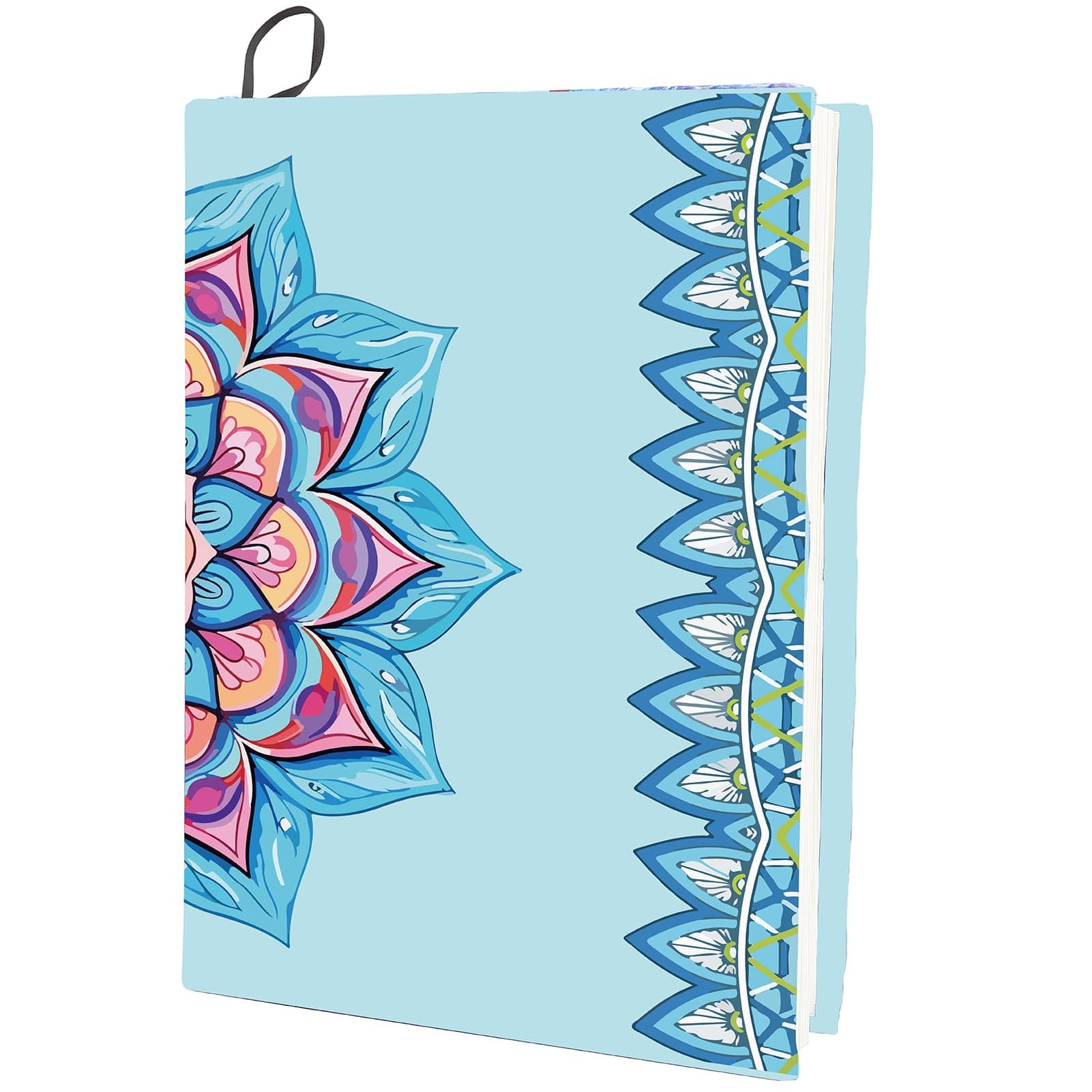 CRASPIRE Flower Stretchable Book Cover Floral Blue Washable Reusable Large Nylon Book Protector Elastic Notebook Wraps Suitable for Most Hardcover Books Classroom Students