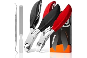 INXEN Toenail Clippers for Seniors Thick Toenails | 4-PCS Ergonomic Long Handle Non-Slip Soft grip Toe Nail Clippers Set for thick toenails | Premium Steel Heavy Duty Super Sharp Fingernail Clippers for Men