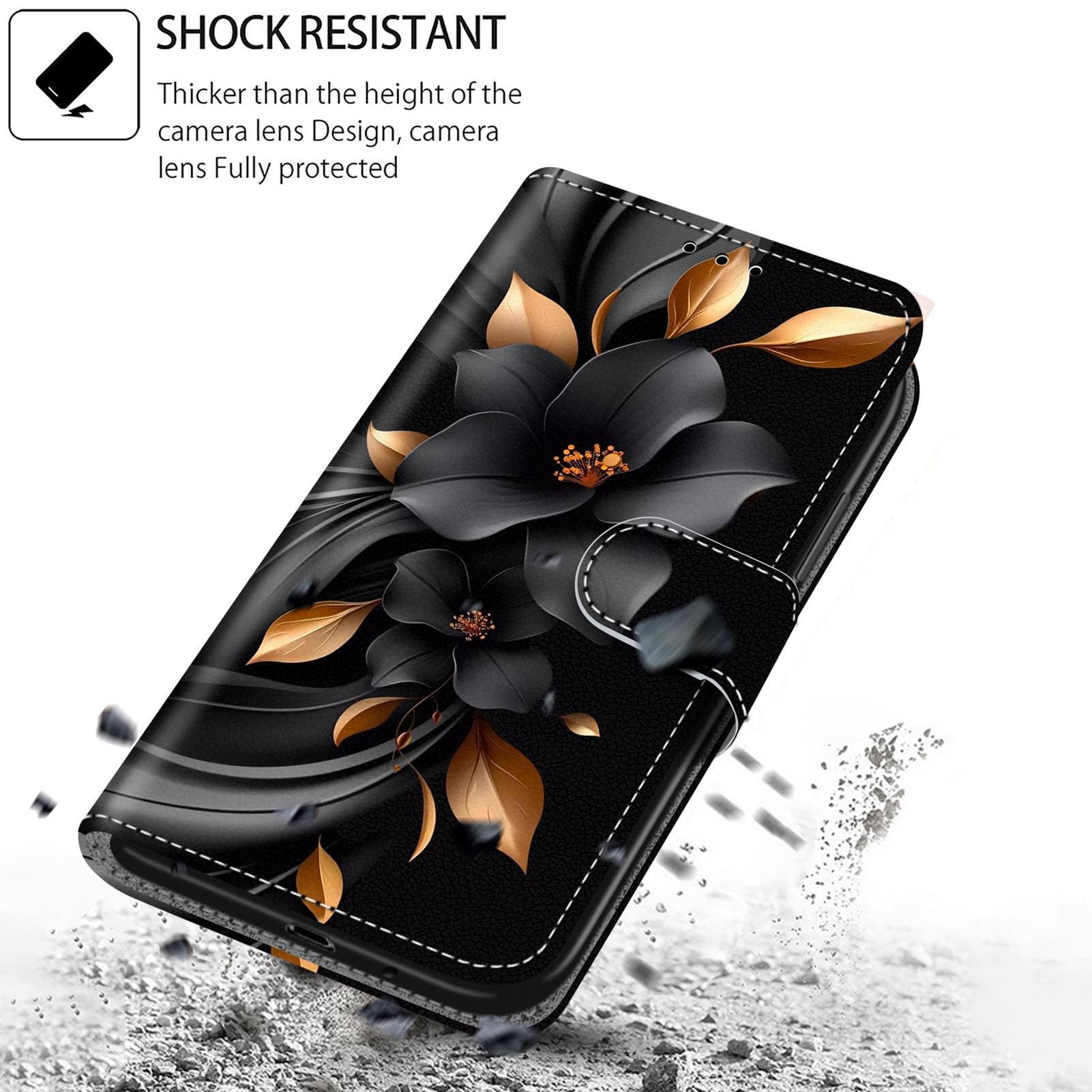 Salanheo Handyhülle für Motorola Moto Edge 60 Fusion/Edge 60 / Edge 60 Pro Hülle, Magnetische Flip Stoßfeste Schutzhülle mit Standfunktion Kartenfächern Klapphülle Handytasche Blätter und Blüten 6