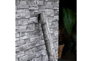 auxua Grey Brick Wallpaper Peel and Stick 17.7"x 118" Newly Upgraded and Thickened Faux 3D Stone Wallpaper for Bathroom, Bedroom, Kitchen, Living Room