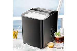 ZIBBIZO Ice Maker, Portable Countertop Icemaker Machine, Self Cleaning Quiet 2 Sizes Bullet Cubes Makers, 9 Cubes in 6 Mins, 26lbs/24Hrs with Ice Scoop, Basket for Home Kitchen Party