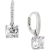 Nadri Leverback Earrings for Women - Exquisite Drop Earrings For Women, Large Cushion Cut Cubic Zirconia Womens Earrings