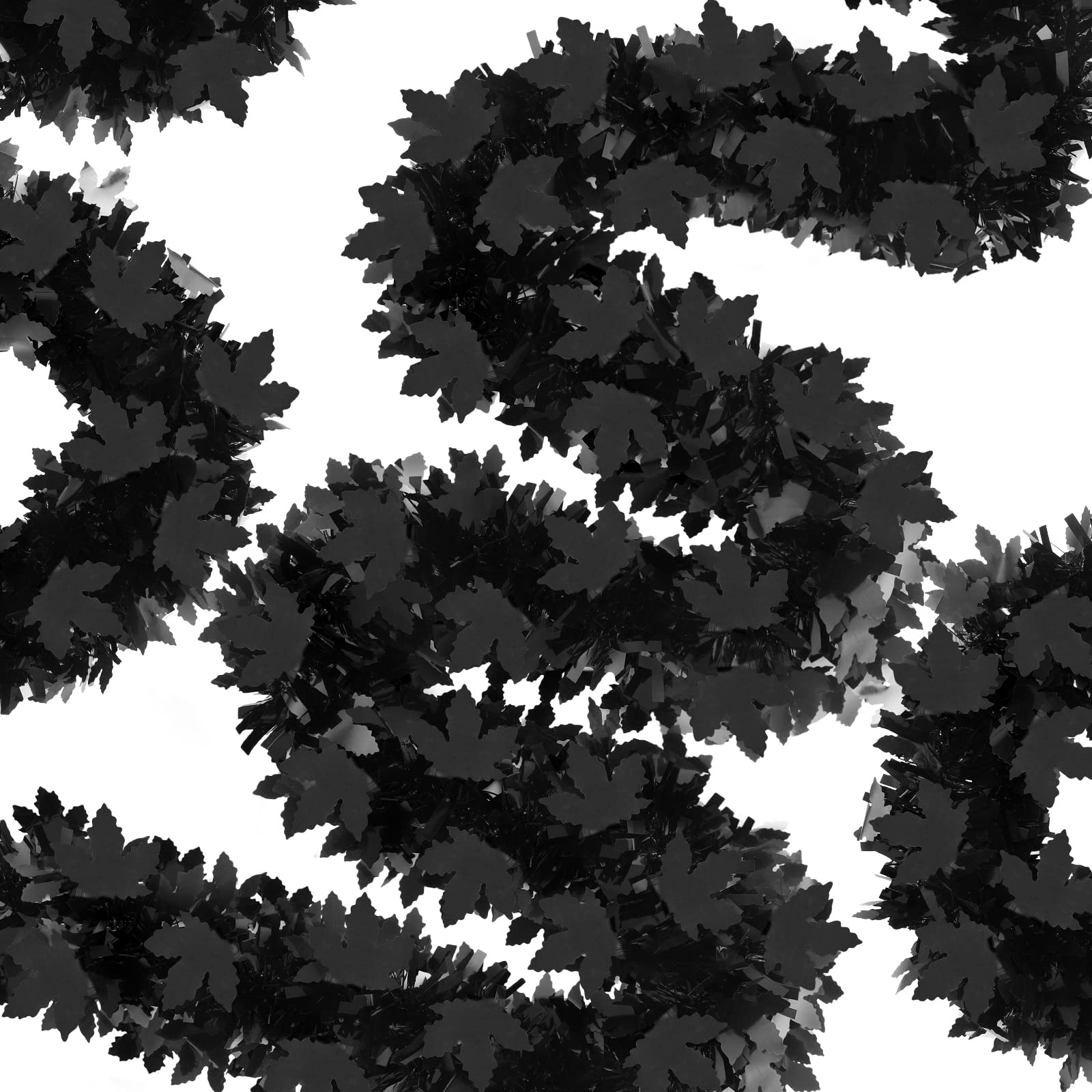 Photo 1 of 26.2 Feet Black Maple Leaf Garland Halloween Artificial Vine Tinsel Hanging Decorations for Halloween Autumn Thanksgiving Christmas Wedding Party Supplies Indoor and Outdoor
