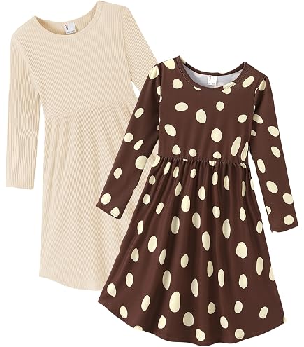Amazon.com: sweetabby Toddler Girl Dress 3T 4T Girl Fall Clothes Outfits Long Sleeve Button Up Dress Cute Casual Kids Clothing Brown Little Girls Dresses 3-4 Years: Clothing, Shoes & Jewelry