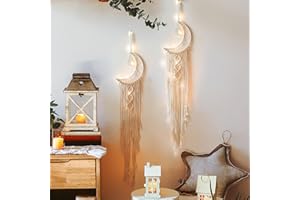 YIMERLEN 2Pcs White Moon Dream Catcher, Bohemian Dream Catcher, Handmade Bohemian Dream Catcher for Mom, Friends, Women, Girls, Woven Wall Hanging, Bedroom Decoration (2Pcs Moon-White)
