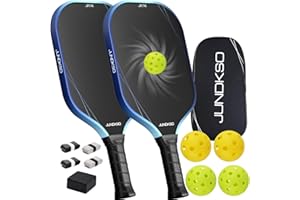 JUNDKSO Pickleball Paddles Set of 2 - Graphite Carbon Fiber Pickle Ball Paddle Composite -USAPA Compliant Pro Pickle Racket -14mm Lightweight PP Honeycomb Core -Men's and Women's Outdoor Game Gift Set/Blue