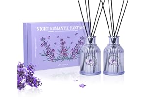 Aeeteek 2-Pack Lavender Reed Diffuser Set - Floral and Woody Scented Home Fragrance | Lemon Moss Verbena Aroma Essential Oil | Aromatherapy Gifts for Bathroom Office Living Room Decor
