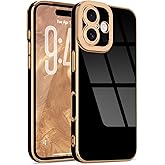 Lafunda Designed for iPhone 17 Case Cute, Luxury Plating Case for Women Girls Elegant Gold Edge Soft TPU Bumper Cover with Camera Protection Shockproof Silicone Phone Case for iPhone 17, Black