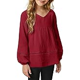 blibean Girls Elegant Boho Long Sleeve Blouse Size 4-13 Years Old