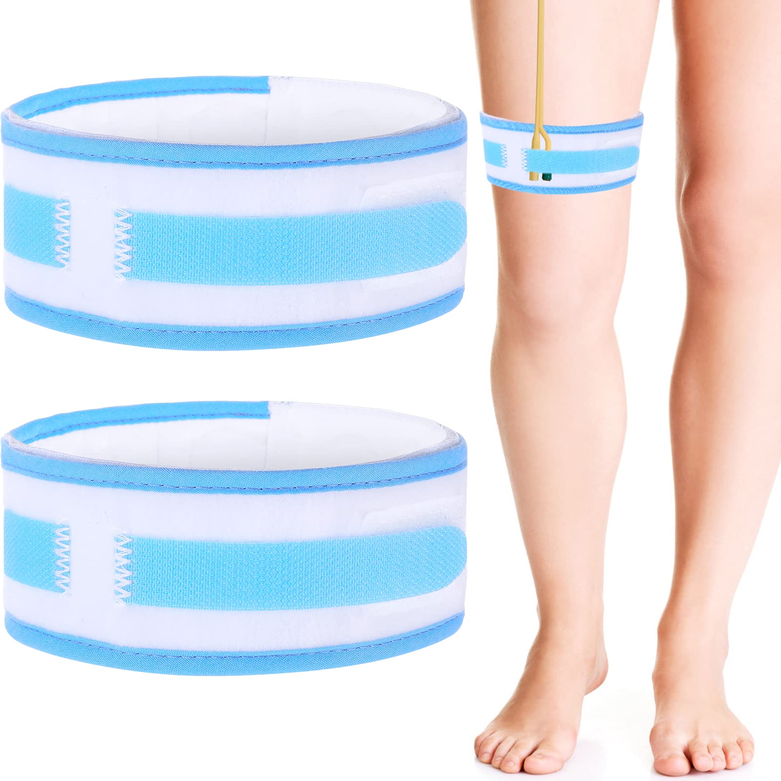 Thinp 2 Pieces Catheter Supplies, Catheter Leg Bag Holder Leg Bag Straps Urine Drainage Bag Support Catheter Stabilization Device Holder for Men Women (Blue)