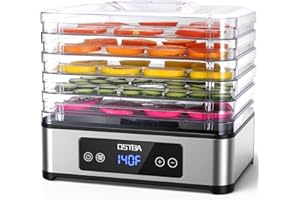 OSTBA Food Dehydrator with 5 Stainless Steel Trays, 400W Food Dryer Machine, 48H Timer & Temp Control 160°F Max, 360° Airflow