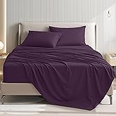 USXIBEI Cal King Size 4 Piece Sheet Set - Comfy Breathable & Cooling Bed Sheets Set, Soft and Wrinkle Free, Deep Pockets, Easy & Secure Fit, Hotel Luxury Bedding for Women, Men - Oeko-Tex - Purple
