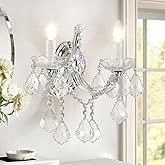 Crystal Wall Sconce Lighting, 2-Light Modern Crystal Wall Light Fixture Bathroom Maria Theresa Wall Lamp Light Fixtures Chrom