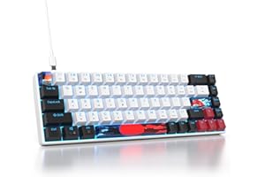 Ussixchare 60 Percent Gaming Keyboard 68 Keys Mechanical Keyboard LED Backlit Compact Wired Keyboard with Red Switch for Windows PS4/5 Xbox Gamer(Black-White)