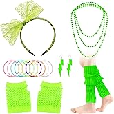 Bluckincle Women's Halloween Costumes,80s Outfit Woman,80s Accessories for Women,Neon Accessories for Disco Party (18 Pcs)