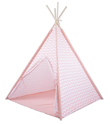Kiddus Zelt Tipi Deko Zimmer Baby Kind Spiele symbolisch Weiß und rosa KI60120…