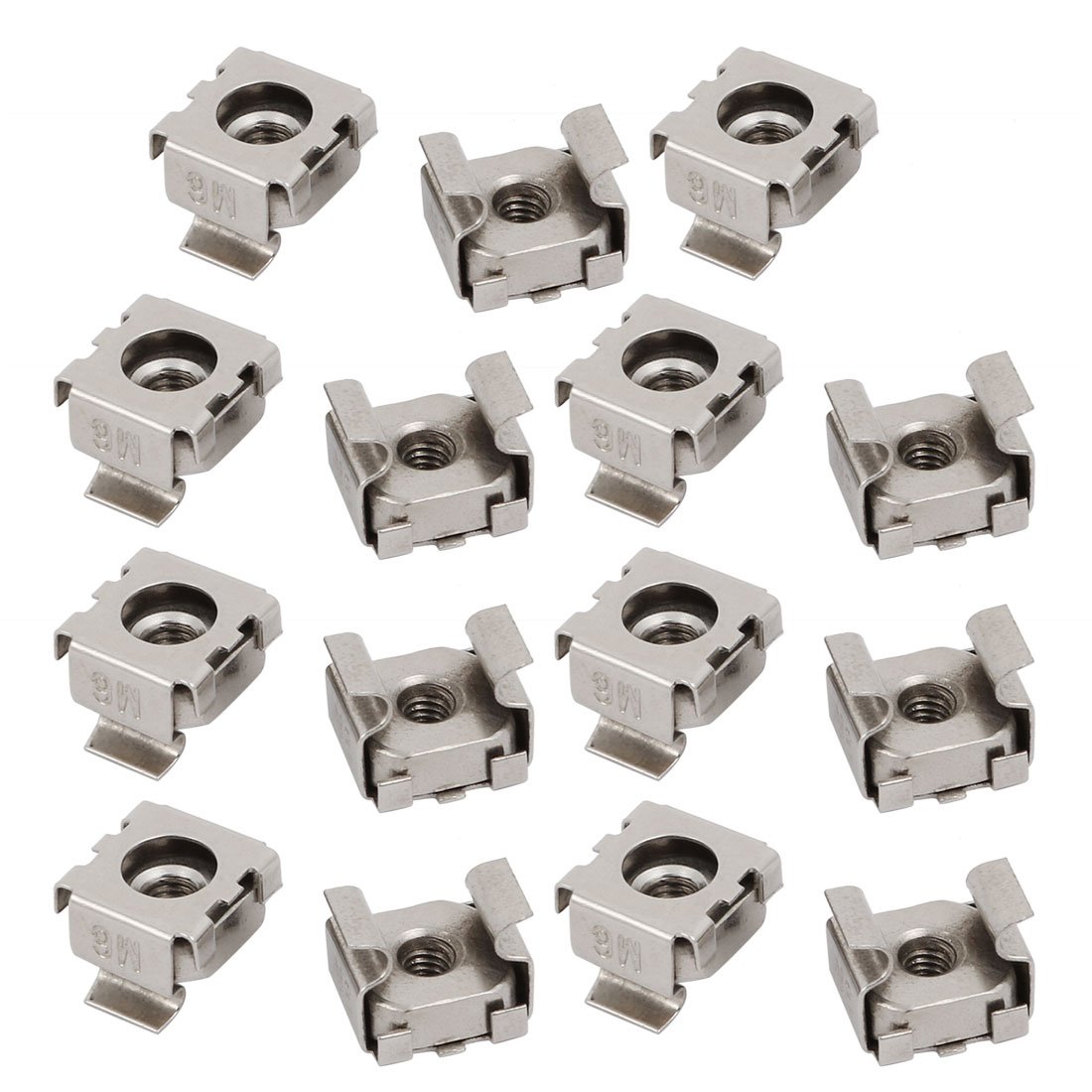 sourcing map 15pcs M4 Carbon Steel Nickle Plated Cage Nut for Server Shelf Cabinet