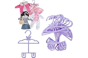 Dress Along Dolly Purple Full-Outfit Hanger 24pk for American 18" Doll Clothes- Hold Your Tops & Bottoms Together Including Dresses, Pants, Shirts, Skirts, & Accessories- Perfect Girl Gift Set