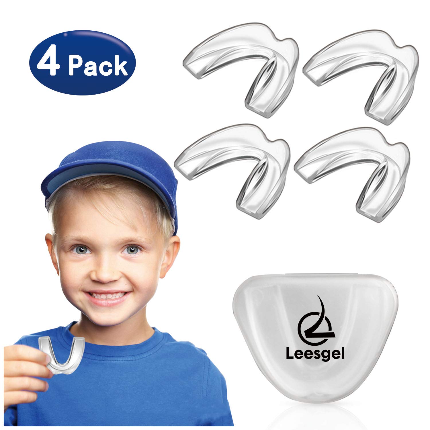 Kids Mouth Guard for Grinding Teeth, Teeth Grinding Mouth Guard for Sleep, Kids Moldable Custom Night Bite Guards, Clenching, Bruxism, Sport Athletic, Whitening Tray (4 Pack) : Beauty