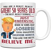 50th Birthday Gifts for Women Men - Funny 1975 Turning 50 Year Old Birthday Gift Ideas for Him, Her, Wife, Husband, Mom, Dad, Sister, Aunt, Best Friends, BFF, Coworkers, 11 oz Tea Cup Coffee Mug