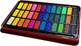 Major Brushes Artist Watercolour Paint Tin 36 Blocks Red Metal Lid view 2