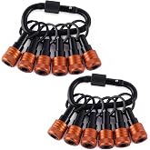 Bit Holder Keychain 12 Pcs, 1/4-Inch Hex Shank, Quick Release, Orange | Aluminum Alloy, Impact Drivers, Drill Bits, Tool Belt Use, Carabiner Clip, One-Handed Operation, Ball Lock, Compact Organizer