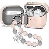 Compatible with Samsung Galaxy Buds 3 Case & Galaxy Buds 3 Pro Case with Lock, Full Body Shockproof Locking Protection with Keychain Charm for Girls, Pink Bow