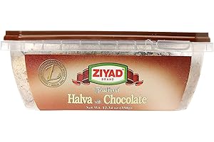 Ziyad Traditional Mediterranean Sesame Fudge Halva with Chocolate, Additives No Preservatives, 12.34oz