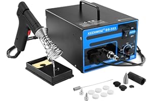 KeenWise Desoldering Gun, 120W Electric Solder Sucker, Strong 80kPa Suction, Variable Temp Control (536°F - 896°F), Dual-Column Vacuum Pump, Single-Handed Operation for Electronics and Industrial Use