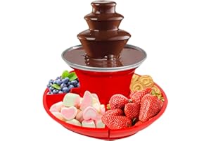 Mini Chocolate Fountain Electric Chocolate Fondue Fountain Machine for Parties for Candy Butter Cheese, Red