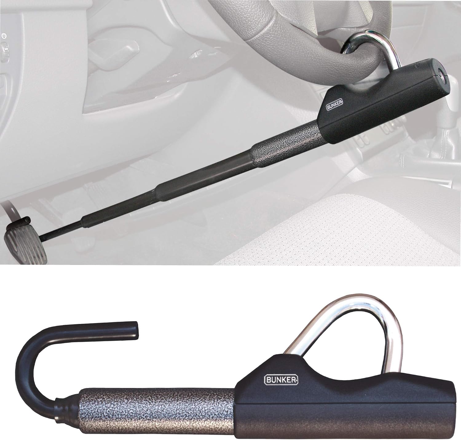 BUNKER BT29 High-End Telescopic Steering Wheel Lock to Brake Pedal, Most Compact, Easier to Carry Handy (Folds to 11.4in)