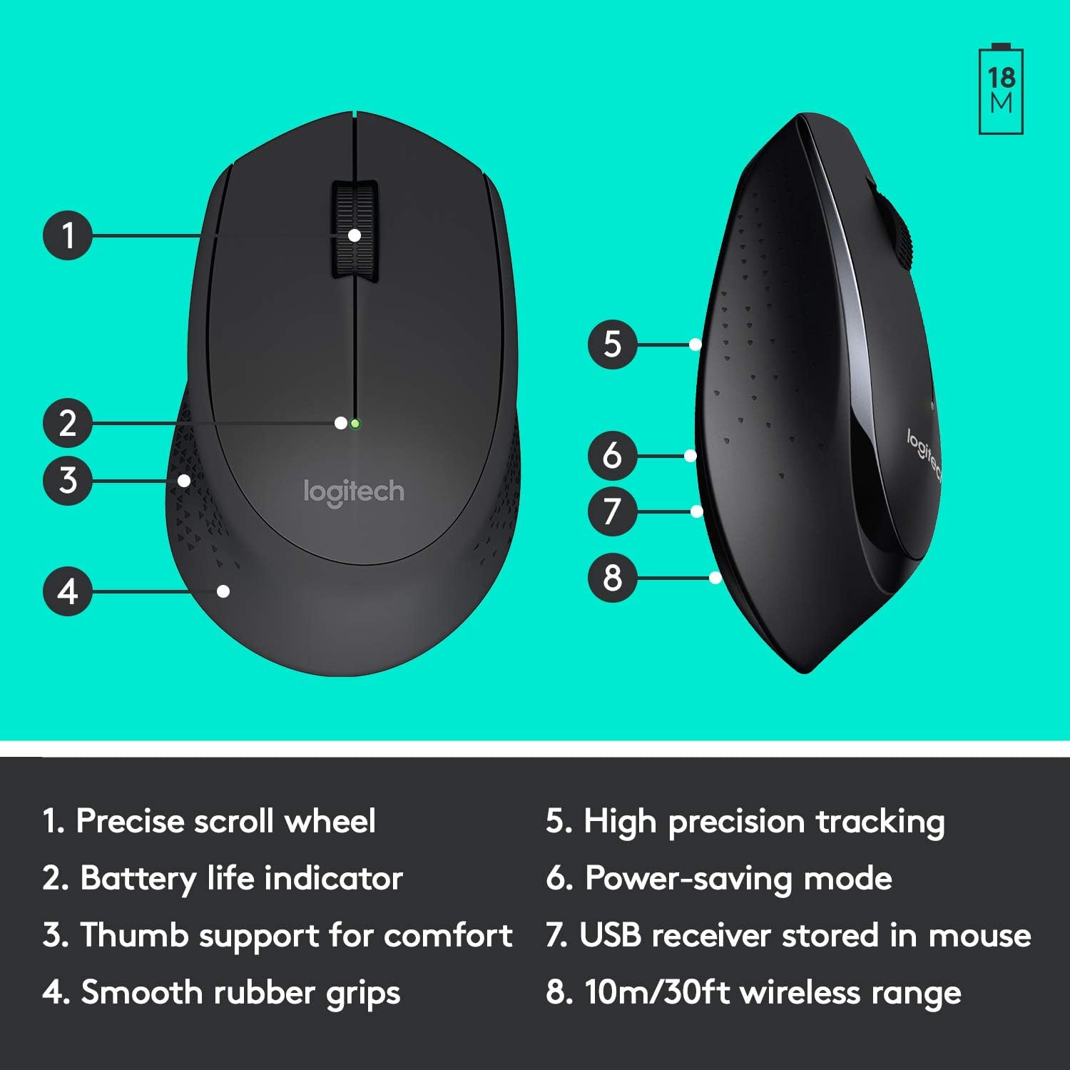 Logitech MK345 Wireless Combo Full-Sized Keyboard with Palm Rest and Comfortable Right-Handed Mouse - Black: Computers & Accessories